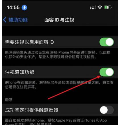 梅河口苹果14维修网点分享iPhone14注视感知功能有什么用 